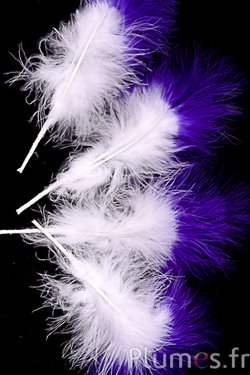 Plumet 3 plumes - hauteur 20 cm - blanc-violet